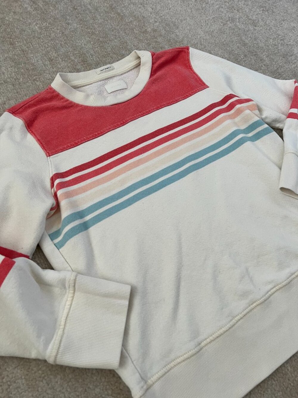 Mother The 1/2 & 1/2 Koozie Stripe Cotton Sweatshirt S - Picture 3 of 14